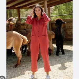 Back Beat Co. Hemp Organic Long Sleeve Utility Jumpsuit Coveralls in Berry
